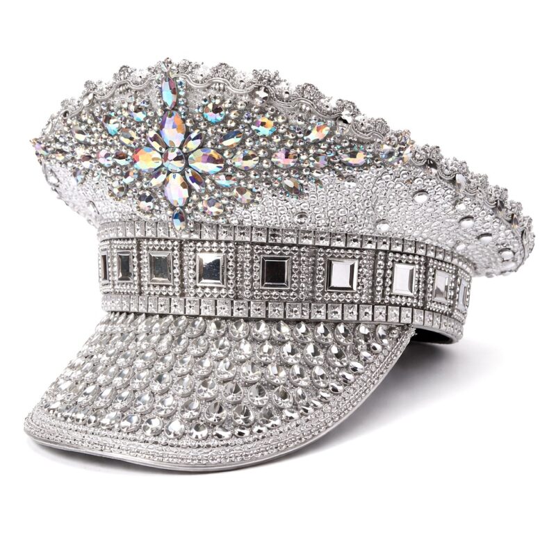 Sequin Bold Gleaming Sparking Crystal Sailor Captain Hat